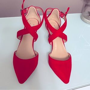 NWOB: Red Pointy-Toe Riva Heels by Journee Collections, Size 6